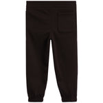 Black jogger pants shown from the back, featuring an elastic waistband, a back pocket, and elastic cuffs at the ankles, photographed against a solid white background.