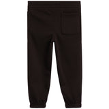 Black jogger pants shown from the back, featuring an elastic waistband, a back pocket, and elastic cuffs at the ankles, photographed against a solid white background.