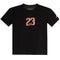 black tee with the number 23 in red
