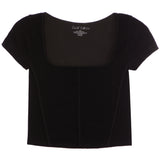 Rib Square Neck Cap Sleeve Corset Top - Denny's