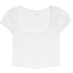 Rib Square Neck Cap Sleeve Corset Top - Denny's