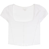 Rib Square Neck Cap Sleeve Corset Top - Denny's