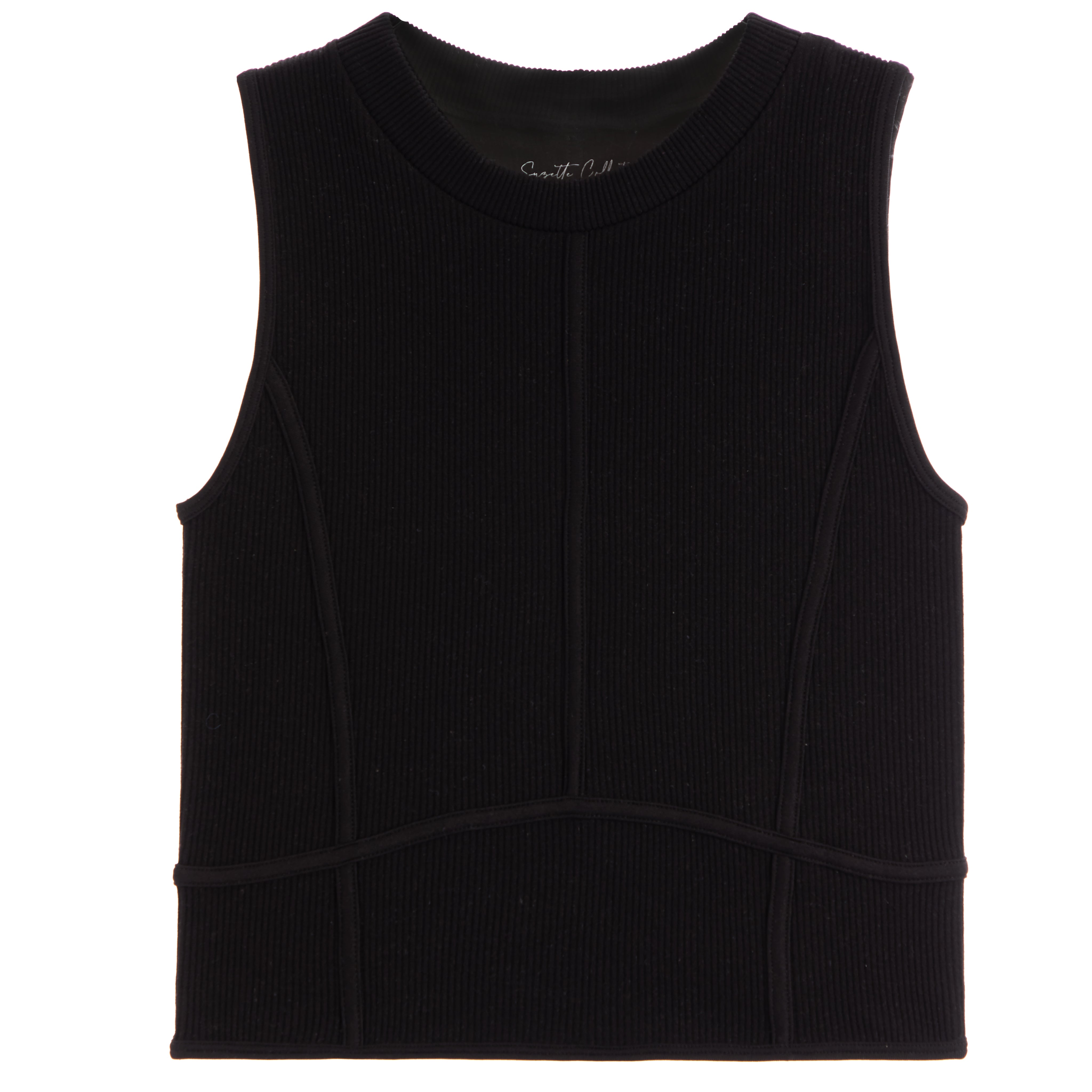 Rib High Neck Corset Tank - Denny's
