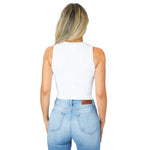 Rib High Neck Corset Tank - Denny's