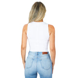 Rib High Neck Corset Tank - Denny's