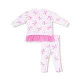 2pc Allover Bows And Ruffle French Terry Legging Set - Denny's