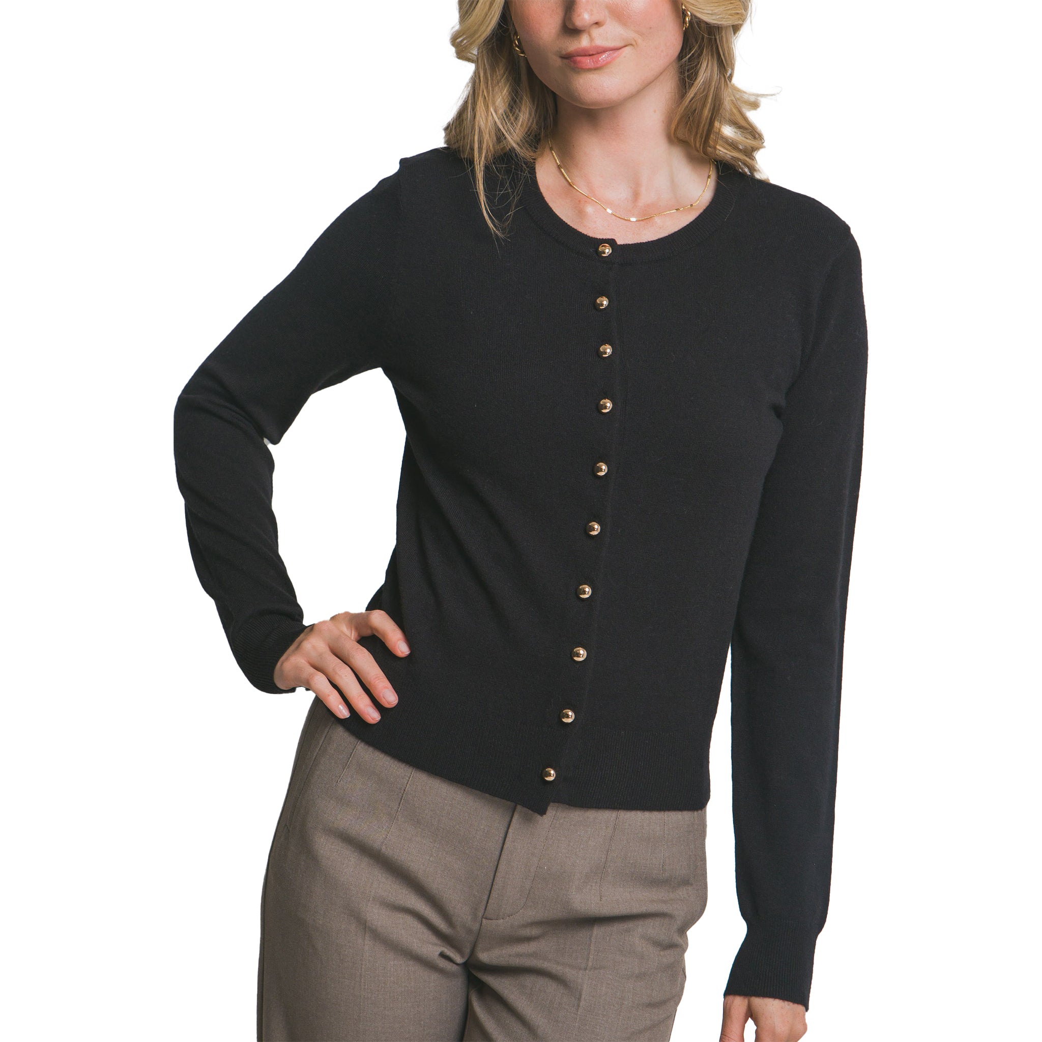 Gold Button Cardigan - Denny's