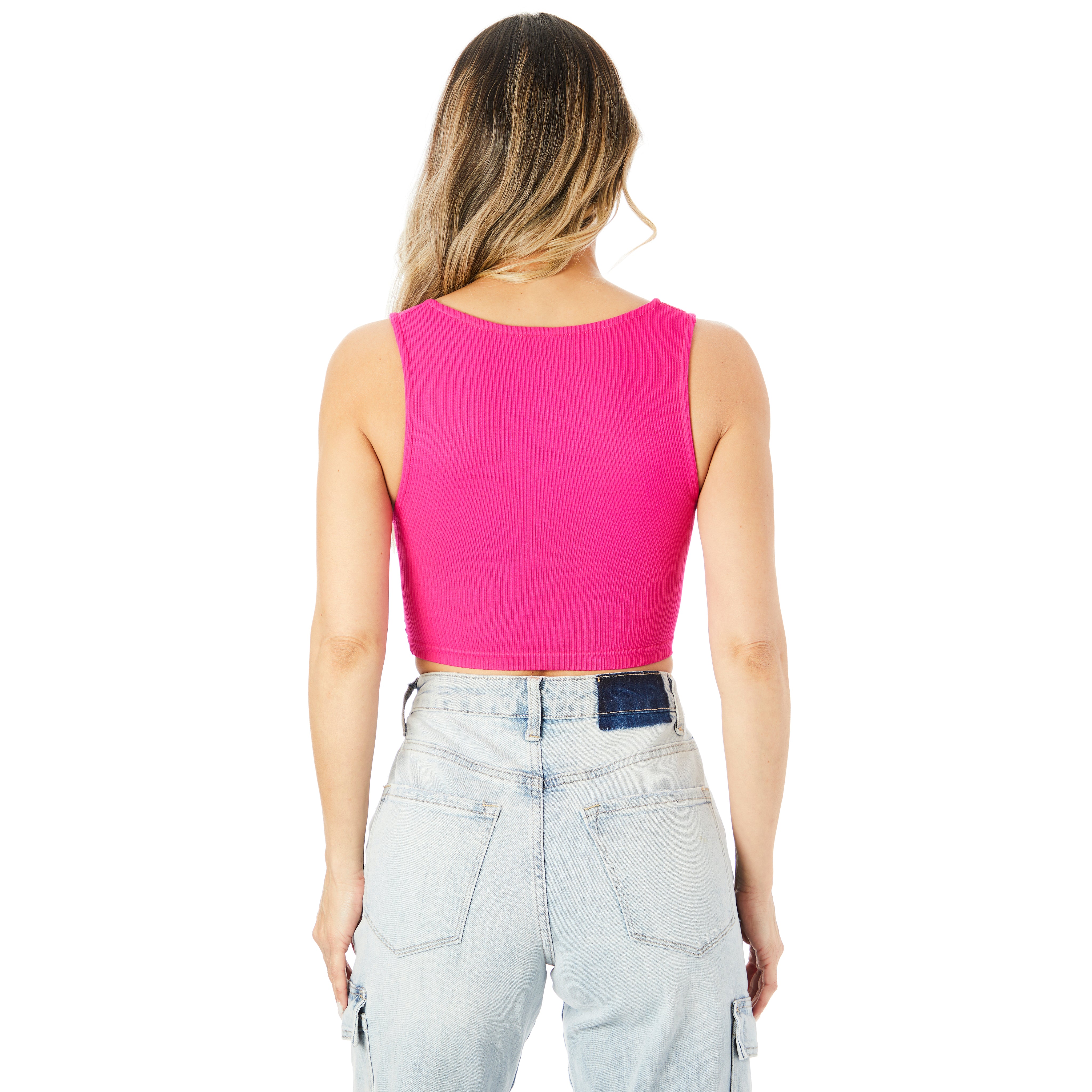 Rib V-Neck Ruched Tank - Denny's