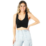 Rib V-Neck Ruched Tank - Denny's