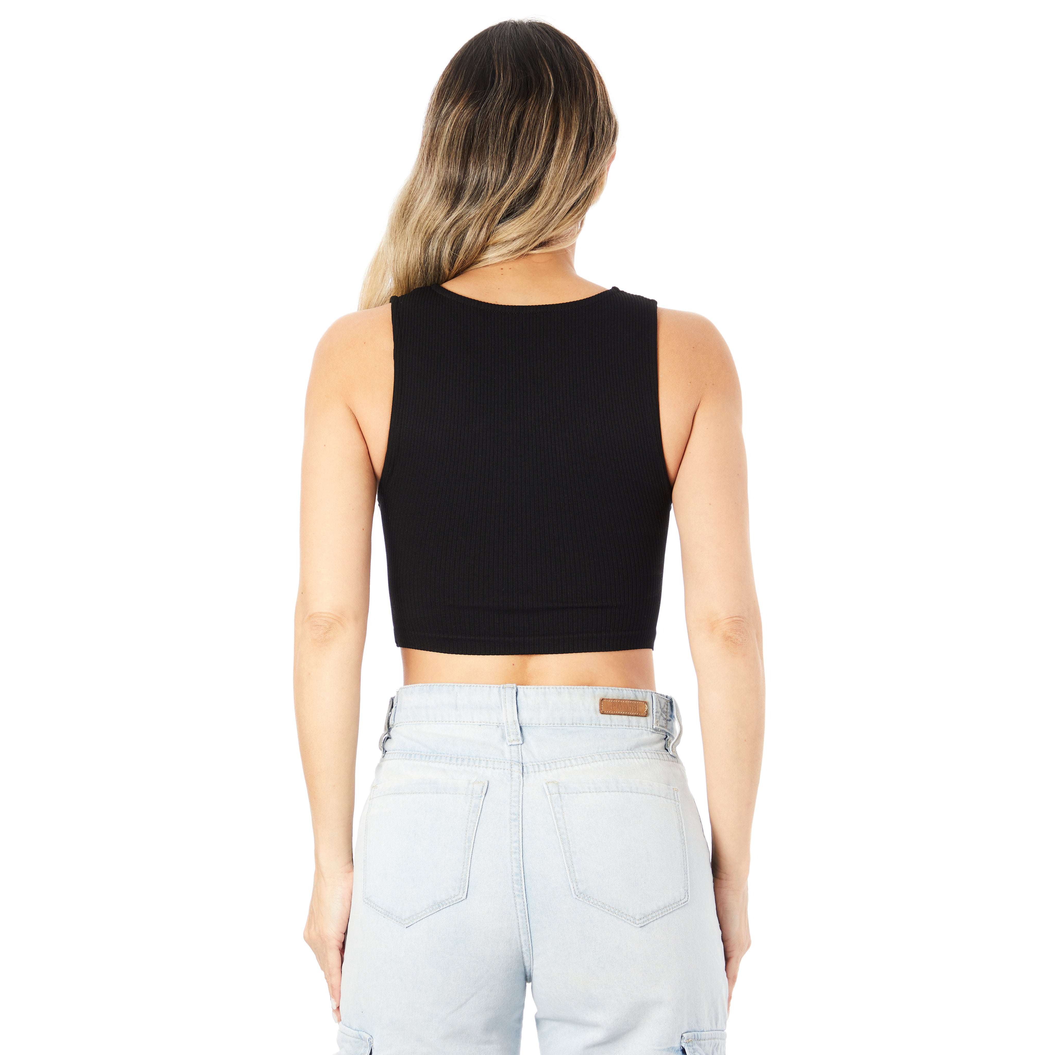 Rib V-Neck Ruched Tank - Denny's