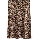 Leopard Satin Midi Skirt
