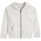A light heather gray zip-up hoodie with a small embroidered moose logo on the left chest, displayed on a clean white background.