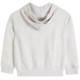 A light heather gray pullover hoodie with a wide draped cowl neckline, ribbed cuffs, and a ribbed hem, shown against a plain white background.