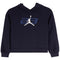 A navy blue pullover hoodie featuring a white and blue graphic on the chest with the Jordan Jumpman logo and the number 23.