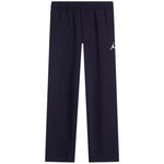 Navy blue athletic pants with an elastic waistband and a small white Jumpman logo on the left hip, shown against a plain white background.