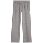 A pair of heather gray sweatpants with an elastic waistband and a small white Jumpman logo on the left hip, shown against a plain white background.