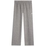 A pair of heather gray sweatpants with an elastic waistband and a small white Jumpman logo on the left hip, shown against a plain white background.