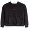 A black washed pullover hoodie with a small red Jordan logo and 'AIR' text on the center chest, displayed against a solid white background.