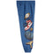 Blue sweatpants featuring a graphic print of a gold watch, a red and white sneaker, a gold ring, a blue cap, and a gold jordan logo on a white background.