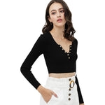 Crop Ribbed Henley - Denny's