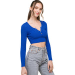 Crop Ribbed Henley - Denny's