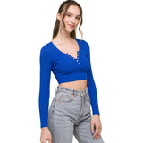 Crop Ribbed Henley - Denny's