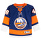 A New York Islanders hockey jersey in navy blue, orange, and white, featuring the team logo on the front, number 48 on the right sleeve, and number 48 on the left sleeve.