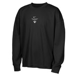 A black Nike long-sleeve crewneck sweatshirt with a white swoosh and 'BEAR-HEART BASKETBALL' text on the left chest, displayed on a clean white background.