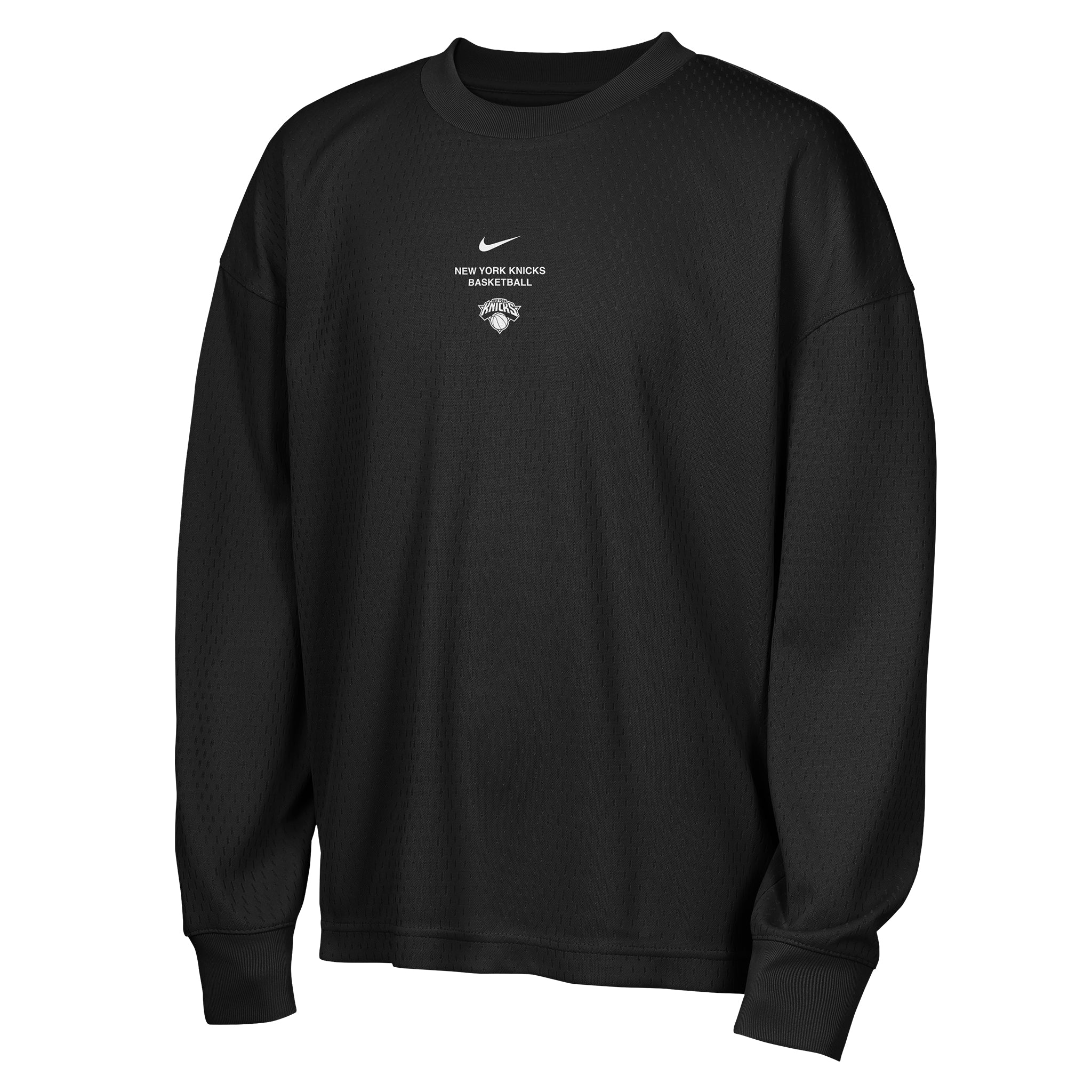 A black Nike long-sleeve crewneck sweatshirt with a white swoosh and 'BEAR-HEART BASKETBALL' text on the left chest, displayed on a clean white background.