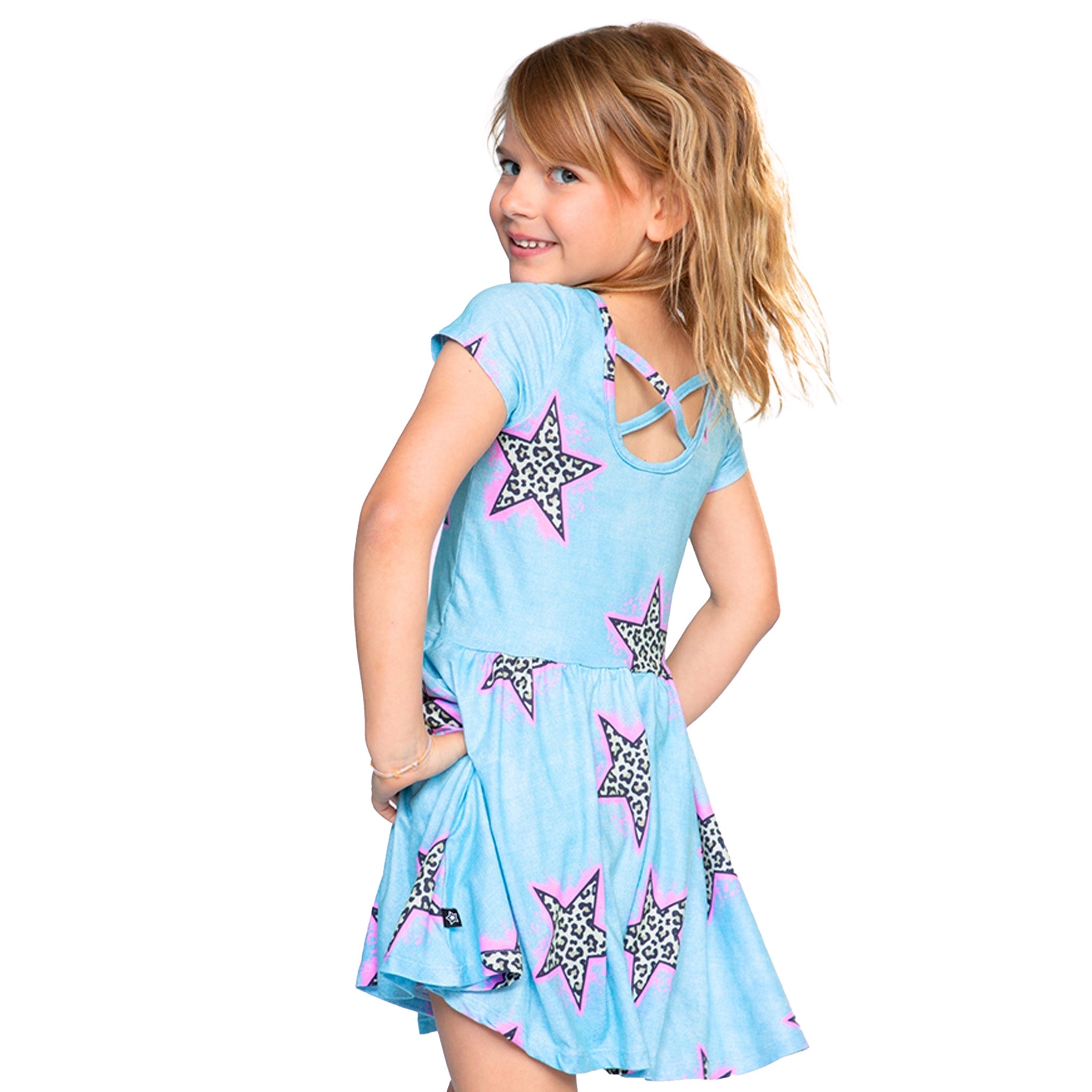 Short Sleeve Leopard Star Dress - Denny's