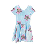 Allover Leopard Stars Short Sleeve Dress - Denny's
