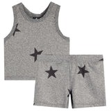 2 pc All Over Black Star Tumble Set