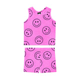 2pc Allover Smiley Tumble Shortset