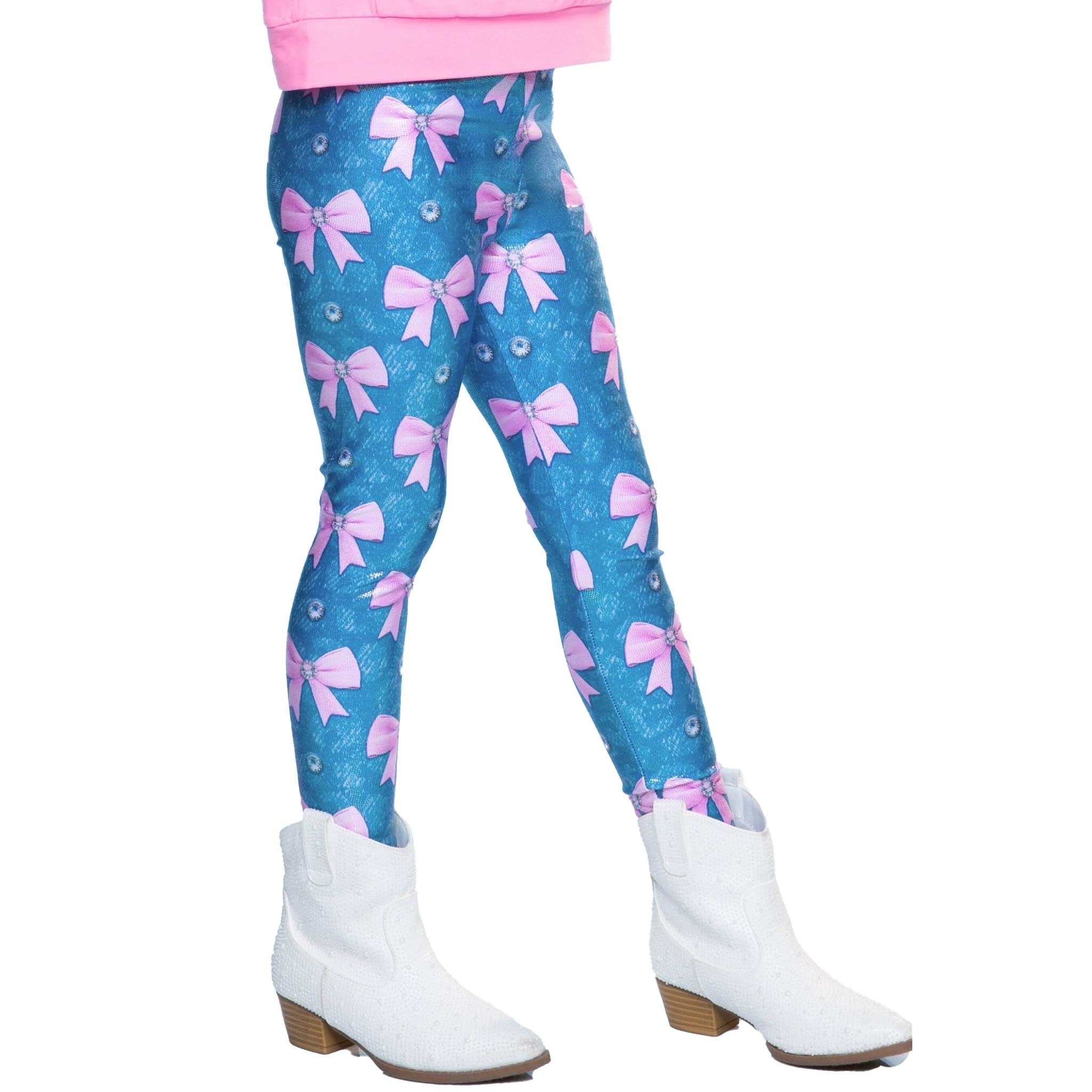 Pink Bows Leopard Foil Legging - Denny's