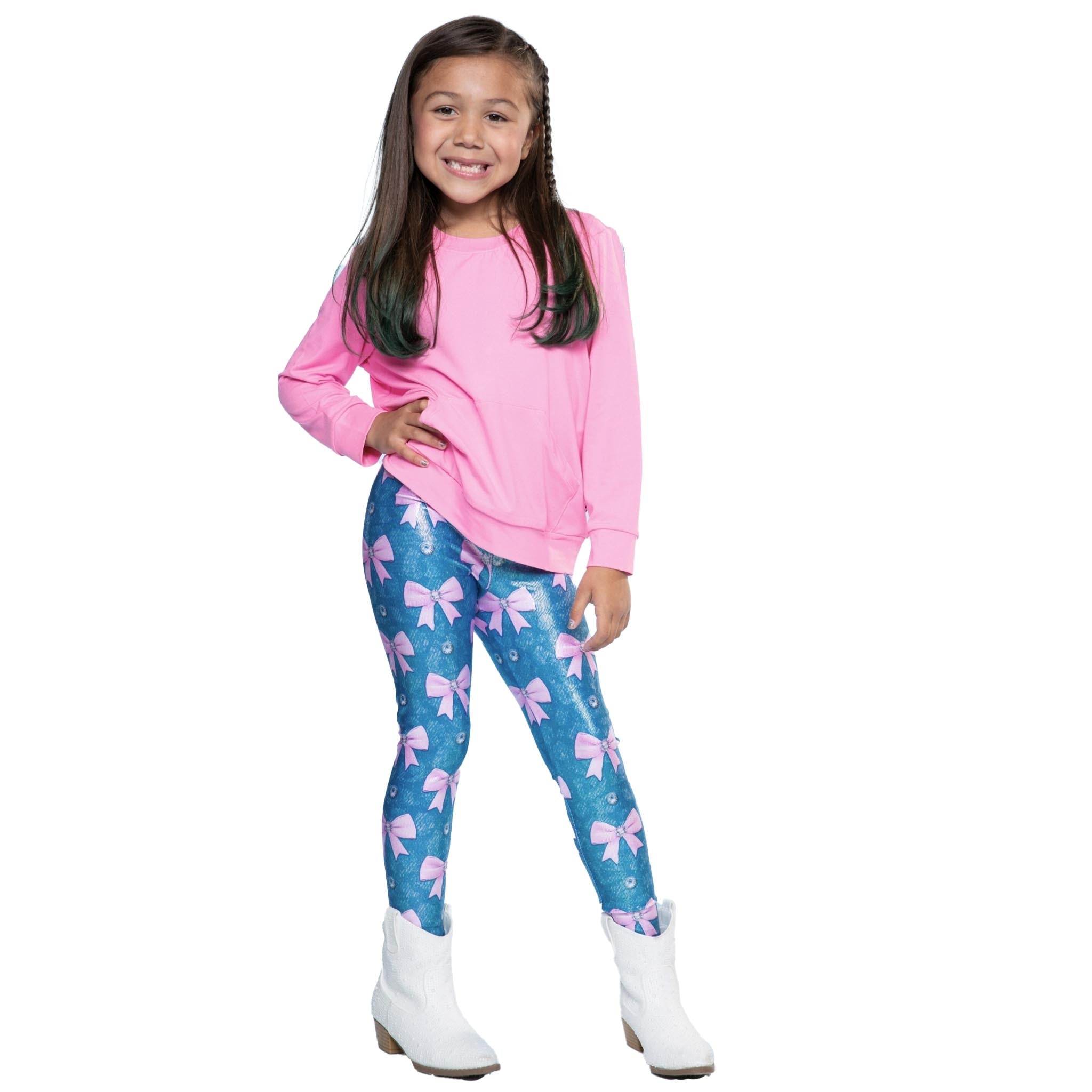 Pink Bows Leopard Foil Legging - Denny's