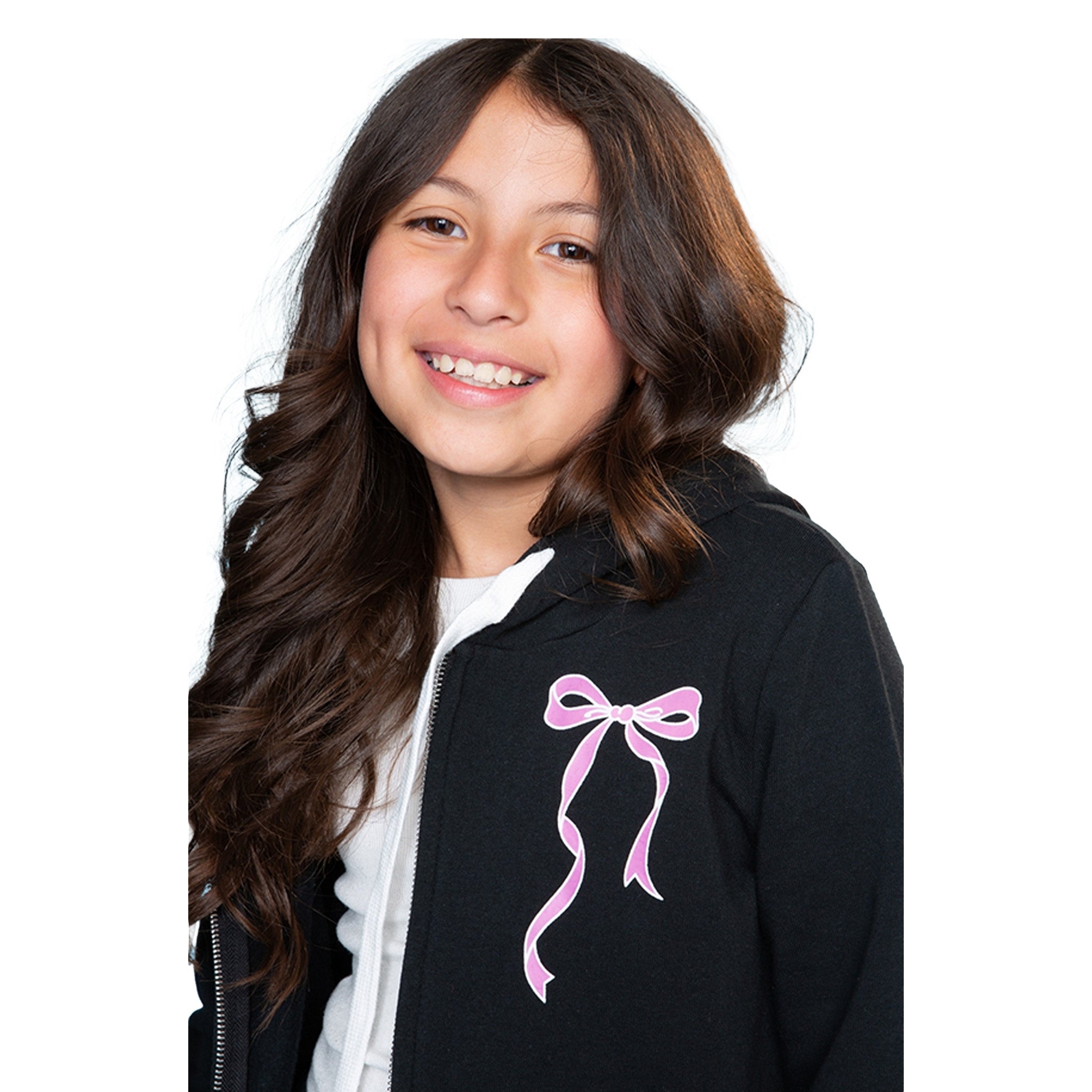 Pink Bow Zip Hoodie - Denny's