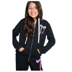 Pink Bow Zip Hoodie - Denny's