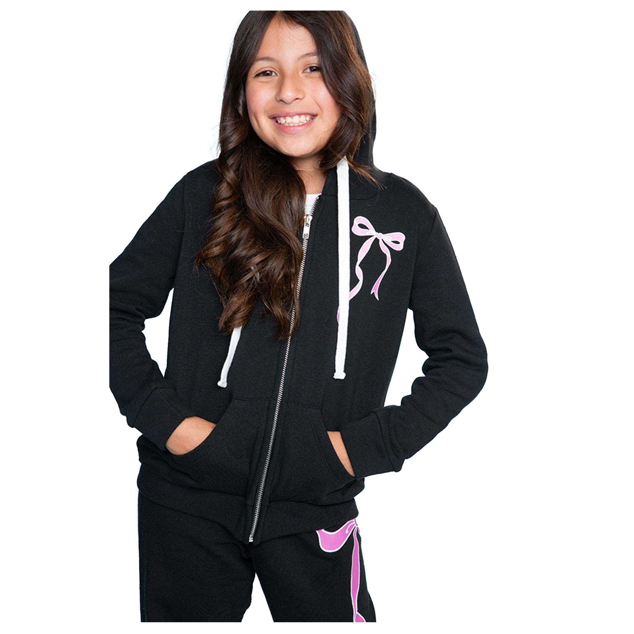 Pink Bow Zip Hoodie - Denny's