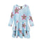 Allover Leopard Stars Double Ruffle Long Sleeve Dress - Denny's