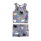 2pc Graffiti Tumble Shortset