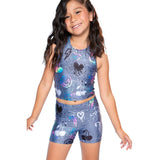 2pc Graffiti Tumble Shortset