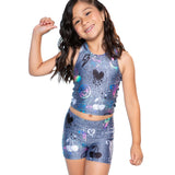 2pc Graffiti Tumble Shortset