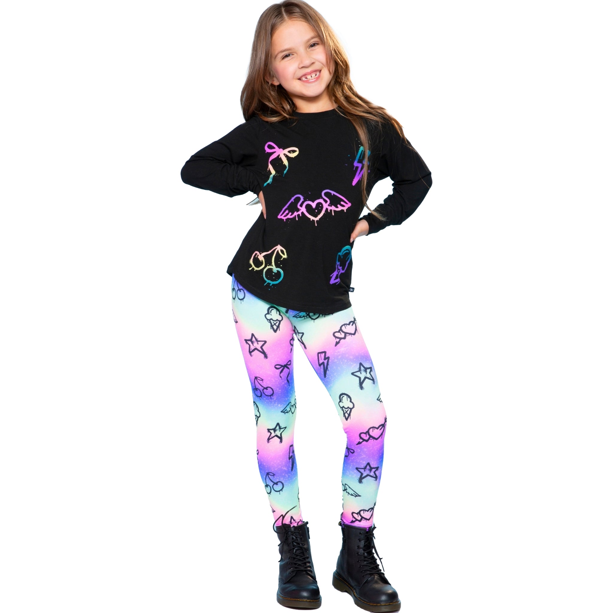 Allover Rainbow Emoji Soft Legging - Denny's