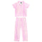 Simply Soft Button Down Pink Stripe Floral 2pc Set Long Pant - Denny's