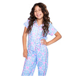 2pc Blue Bow Floral Set Long Pant - Denny's