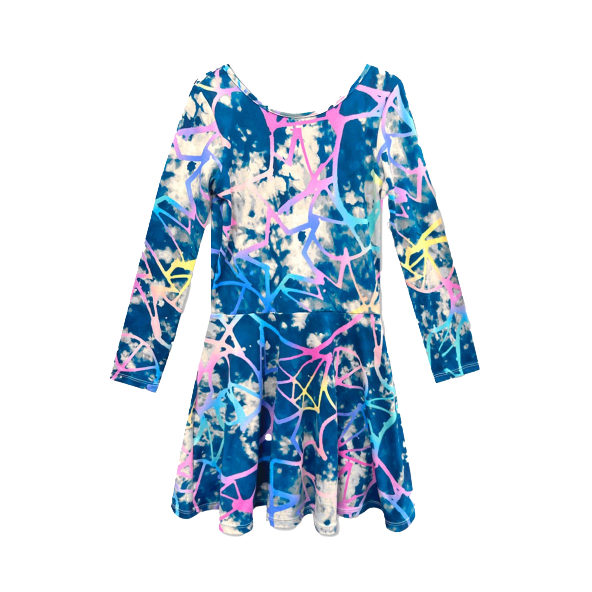 Long Sleeve Tie Dye Elements Dress - Denny's