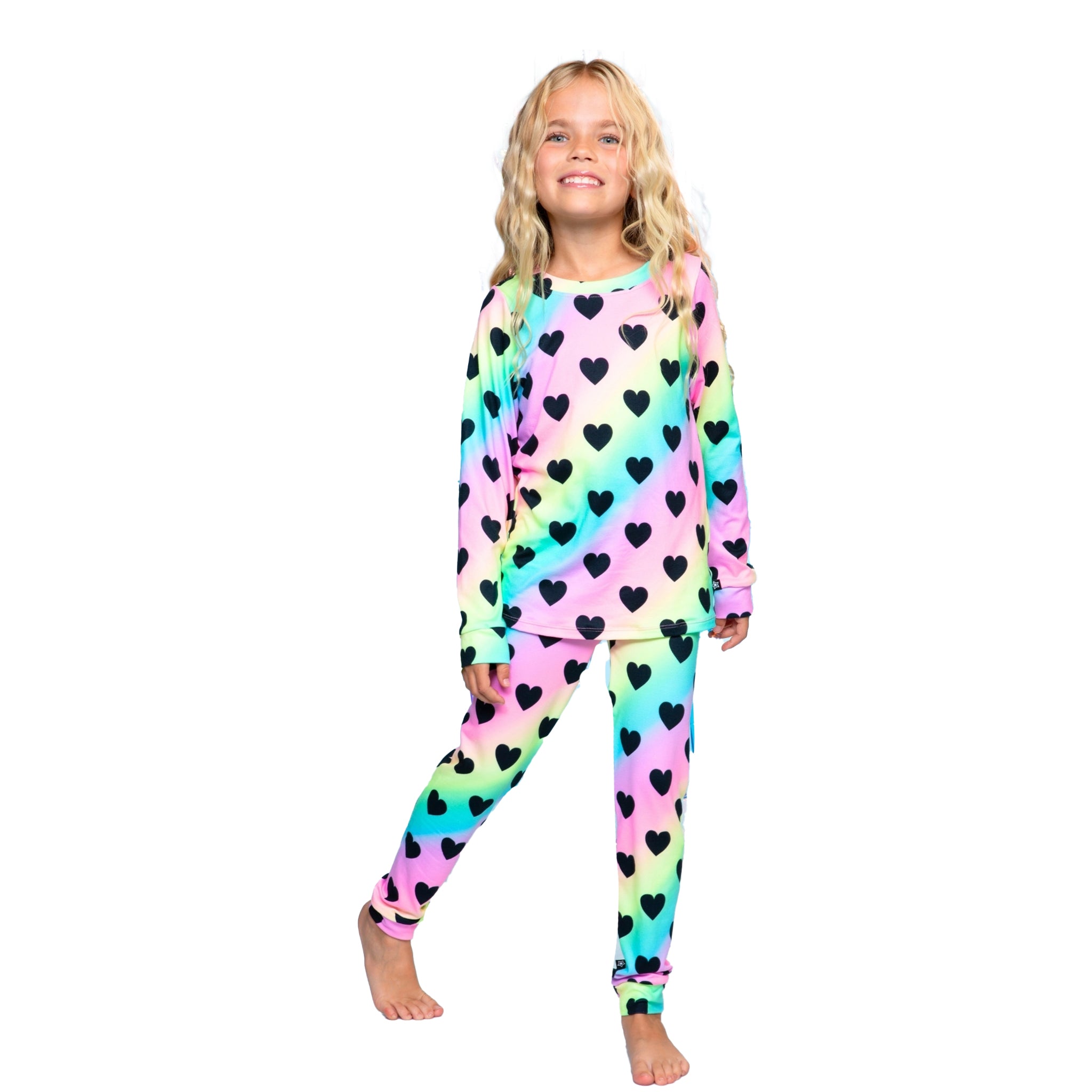 2pc Rainbow Heart Long Sleeve Top & Slim Lounge Pant - Denny's