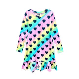 Rainbow Heart Long Sleeve Ruffle Nightgown - Denny's