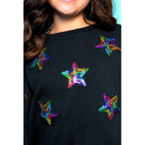 Crewneck With Rainbow Sequin Stars