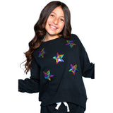 Crewneck With Rainbow Sequin Stars